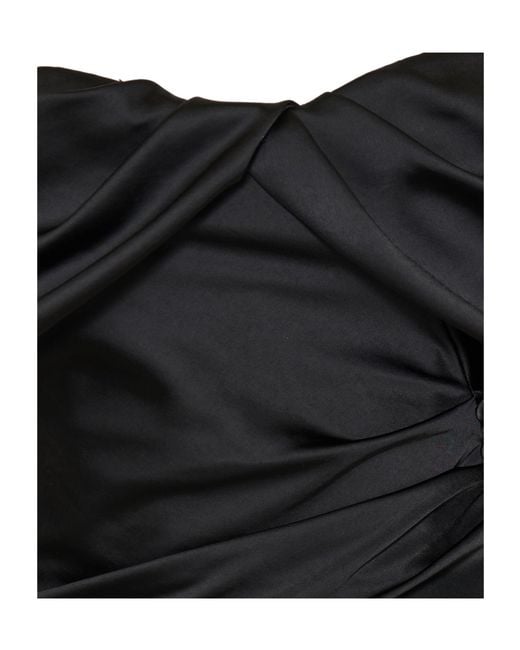 McQueen Black Off-The-Shoulder Draped Top