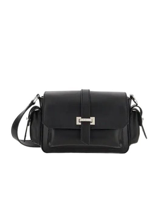 Hogan Black Embossed Small Flap Shoulder Bag