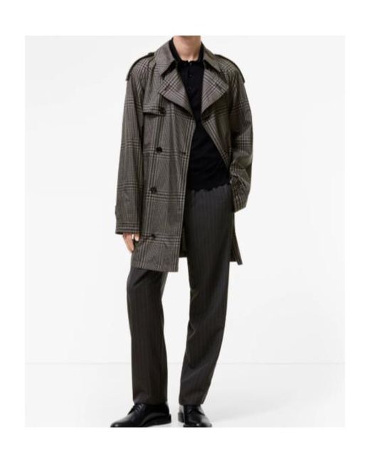 Burberry Gray Mid-Length Silk Leadenham Trench Coat for men