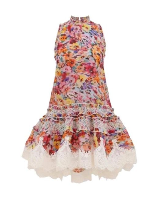 Zimmermann Red Floral Mini Dress