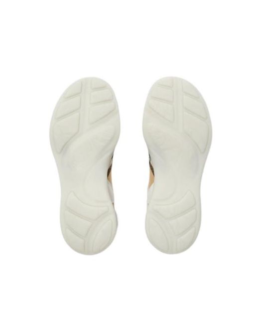 Burberry White Check And Leather Matrix Sneakers