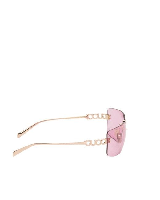 Gucci Pink Eyewear Rectangular Frame Sunglasses