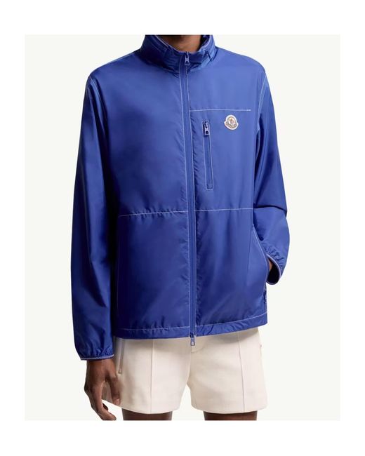 Moncler Blue Arrakis Logo Patch Zip-Up Jacket for men