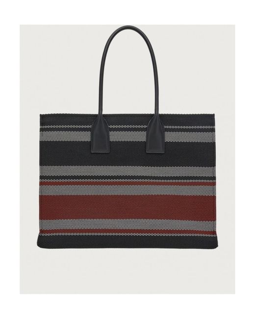 Ferragamo Black Ferragamo Logo Jacquard Signature Tote Bag