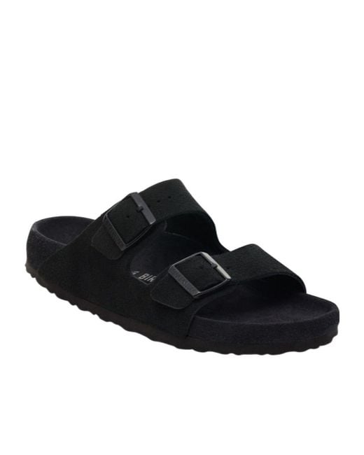 Birkenstock Black Slip On Buckled Slides for men
