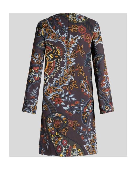 Etro Black Tunic Dress With Paisley Print