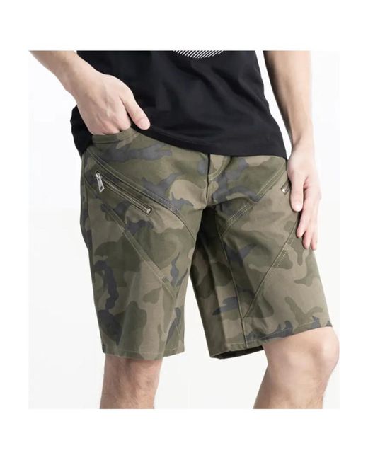 Just Cavalli Green Camouflage Shorts for men