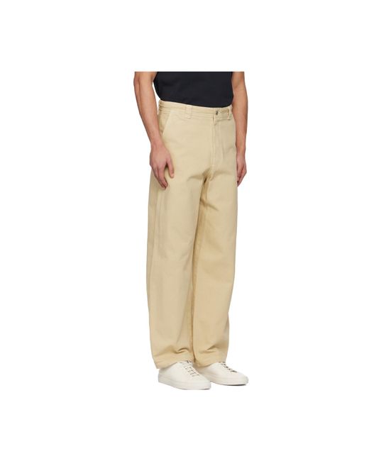 A.P.C. Natural Logo-Embroidered Trousers for men