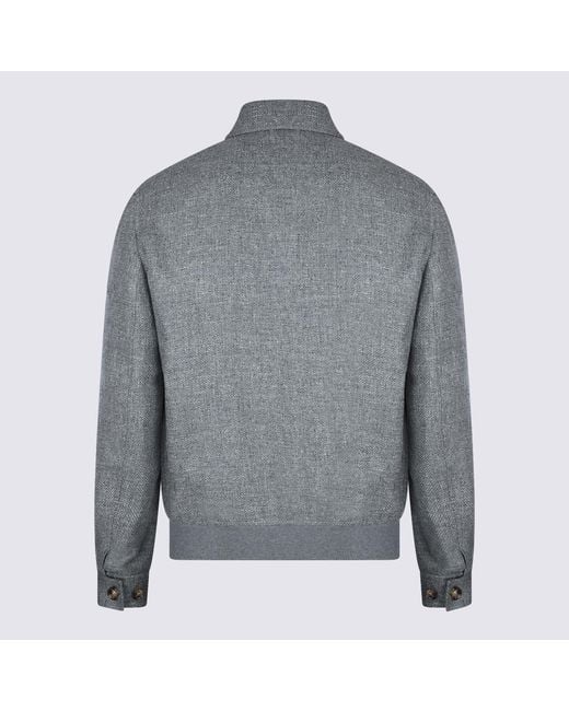 Brunello Cucinelli Gray Jackets _Se Linen Wo for men
