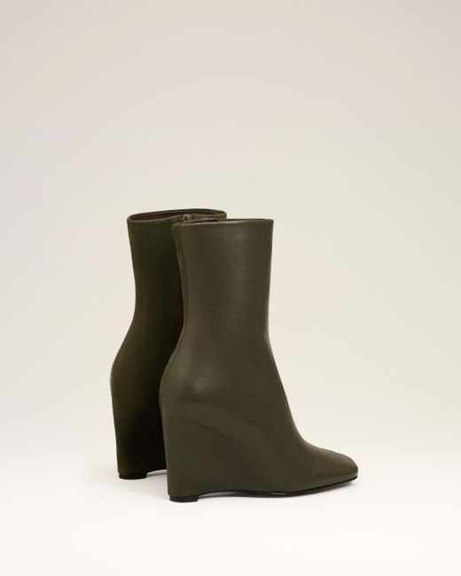 AMI Green 90Mm Wedge Leather Boots