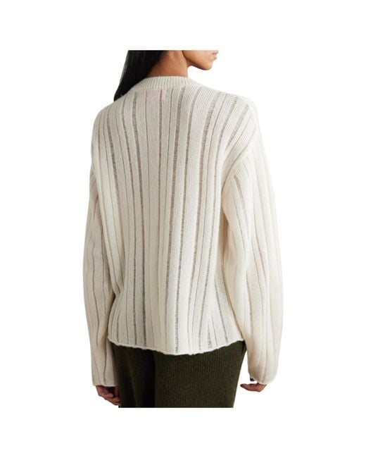 The Elder Statesman White Ribbed Cashmere And Cotton-Blend Sweater