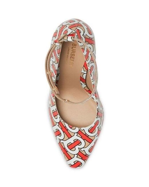 Burberry Pink Tb Monogram Print Pumps