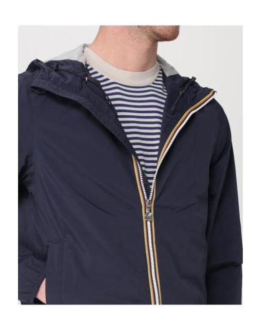 K-Way Blue Hooded Windbreaker Jacket for men