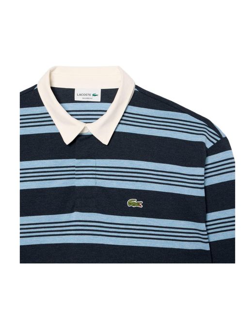 Lacoste Blue Relaxed Fit Striped Polo Shirt for men