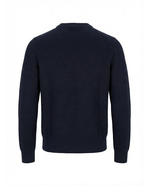 Boss Blue Ribbed-Knit Logo-Plaque Sweater for men