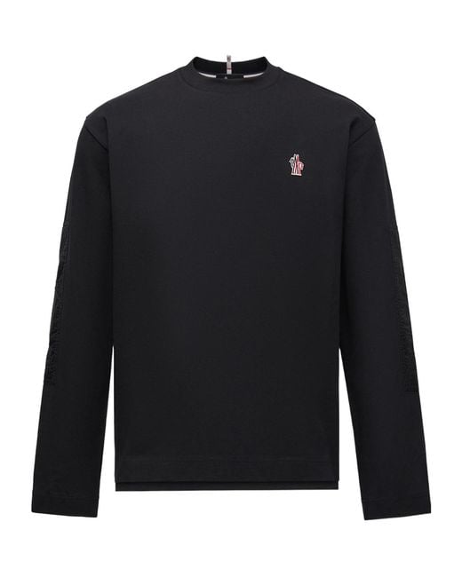 Moncler Blue Logo Cotton Long Sleeve T-Shirt for men