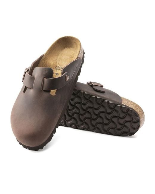 Birkenstock Brown Boston Leather Mules for men
