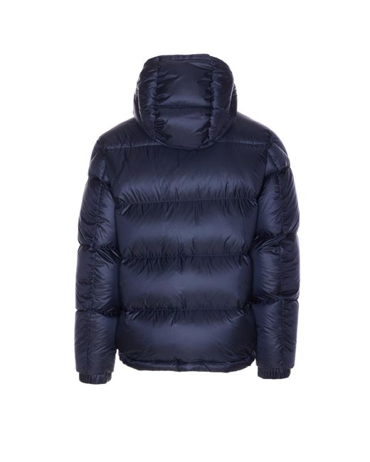 Moncler Blue Hooded Zip-Up Puffer Jacket for men