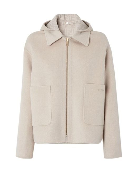 Fendi Hooded Reversible Jacket in Natural | Lyst