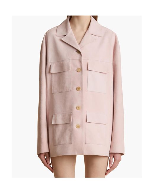 Khaite Pink Long-Sleeved Leather Jacket