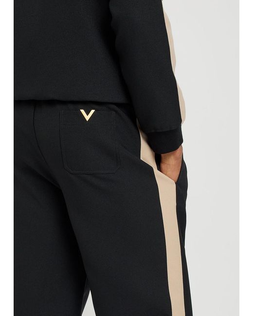 Valentino Black Jersey-Twill Track Pants for men