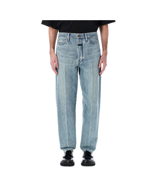 Fear Of God Blue Straight-Leg Frayed-Edge Jeans for men