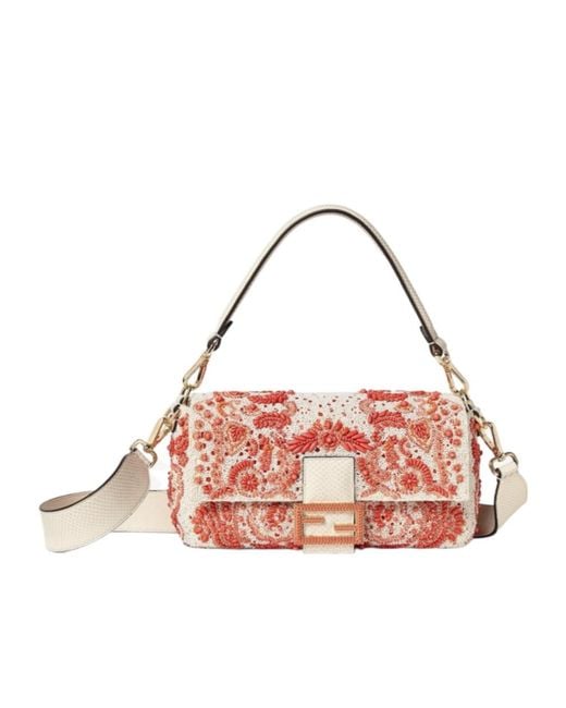 Fendi Pink Coral Bandana Embroidered Lace Bag