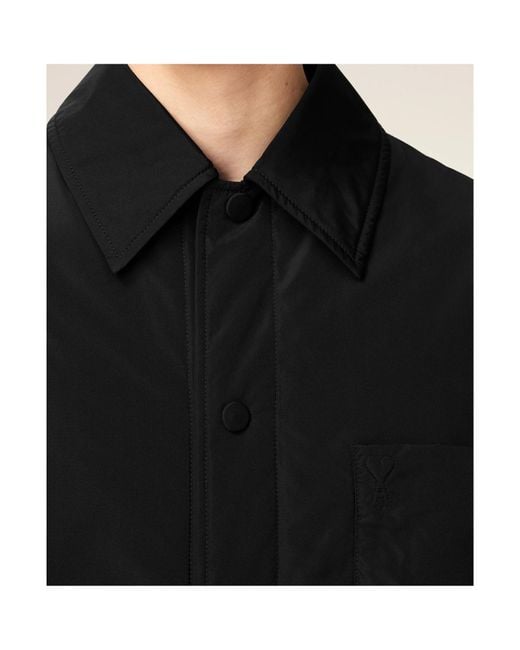 AMI Black Ami Padded Snap-Front Jacket for men