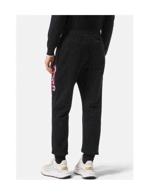 Versace Black Logo Printed High Waist Track Pants for men