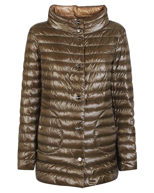 Herno Brown Reversible Button-Up Down Jacket