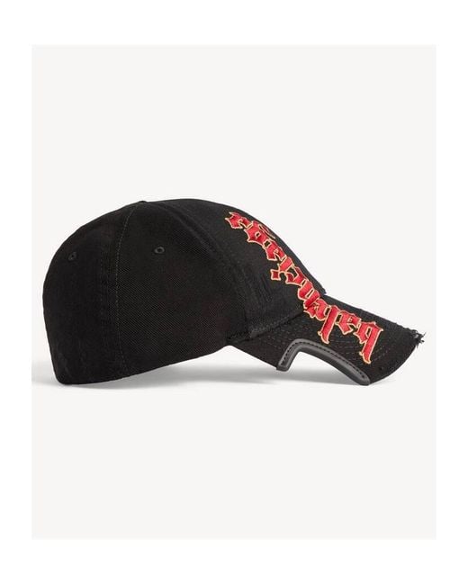 Balenciaga Black Distressed Gothic Placement No Closure Cap for men