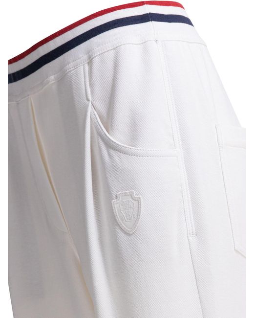 Brunello Cucinelli White Heraldic Coat Of Arms Joggers