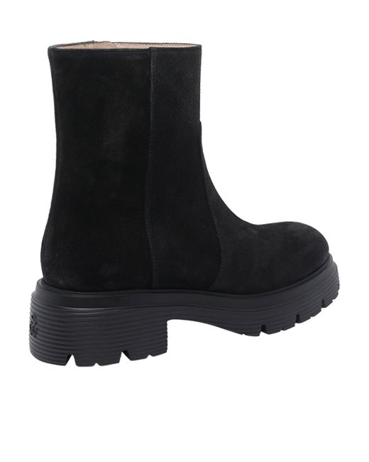 Stuart Weitzman Black Zip-Detail Suede Boots