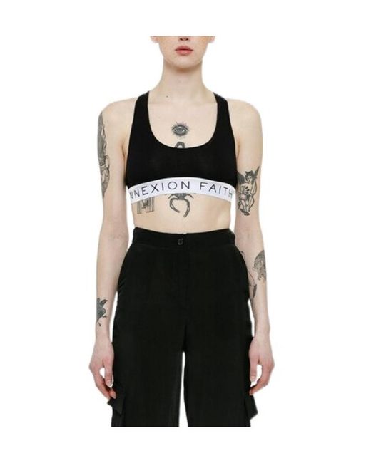 Faith Connexion Black Logo-Tape Racerback Vest