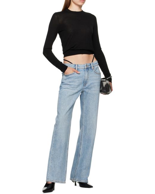 Alexander Wang Blue Pre-Styled Logo Thong Mid Rise Jeans