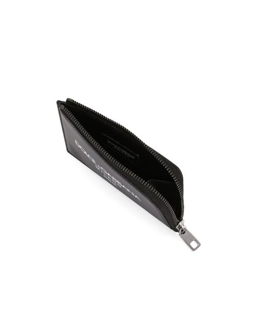Dolce & Gabbana Black Logo Printed Zipped Card Case for men