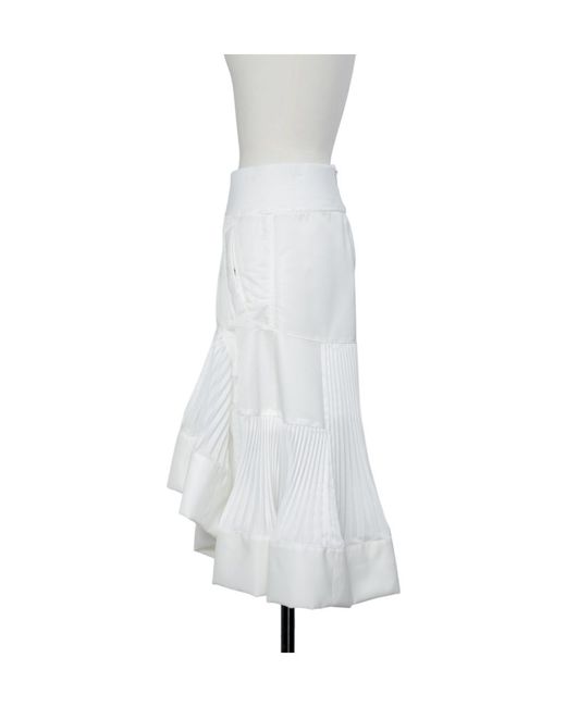 Sacai White High Waist Twill Skirt