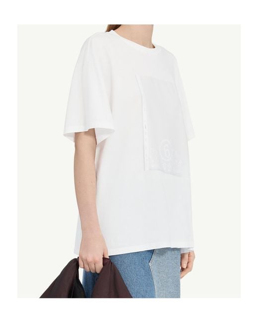 MM6 by Maison Margiela White Cotton T-Shirt