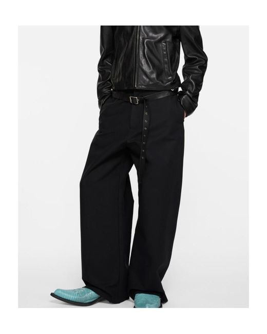 Acne Blue Wide-Leg Silk Trousers for men