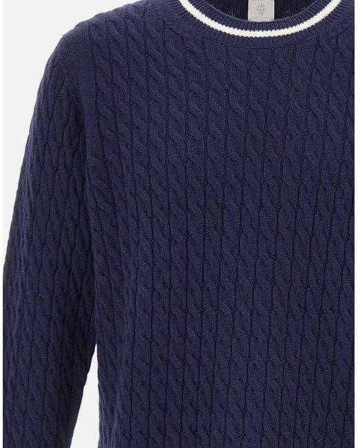 Eleventy Blue Long-Sleeved Wool Sweater for men
