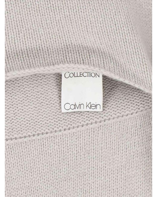 Calvin Klein Gray Mia Scarf-Detailed Knitted Jumper