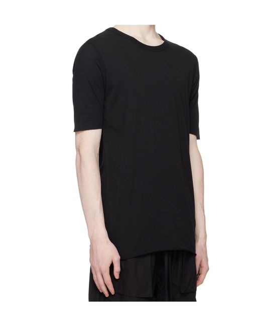 Thom Krom Black Ribbed-Panel T-Shirt for men