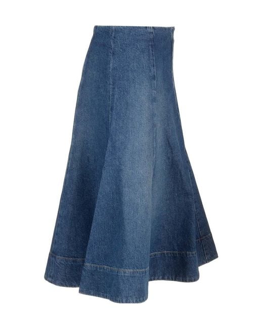 Khaite Blue The Lennox Low-Rise Denim Skirt