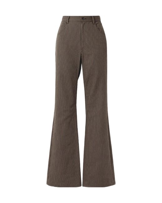 Nili Lotan Brown Roe Striped Cotton-Twill Flared Pants