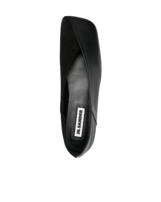 Jil Sander Black Square-Toe Slip-On Ballerina Shoes