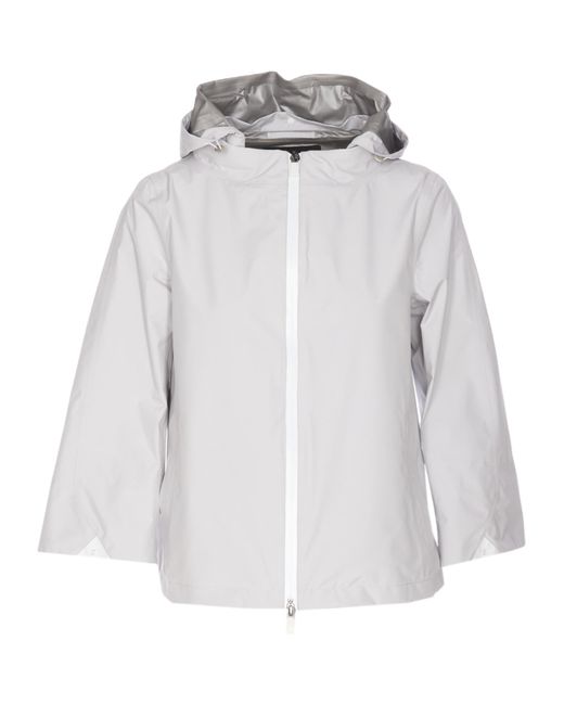 Herno Gray Zip-Up Hooded Jacket