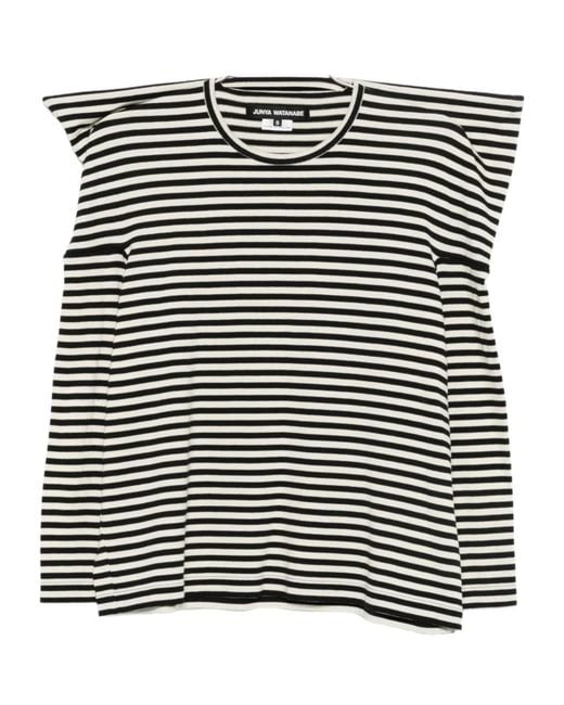 Junya Watanabe Black Striped Ovrsized Shoulders Top