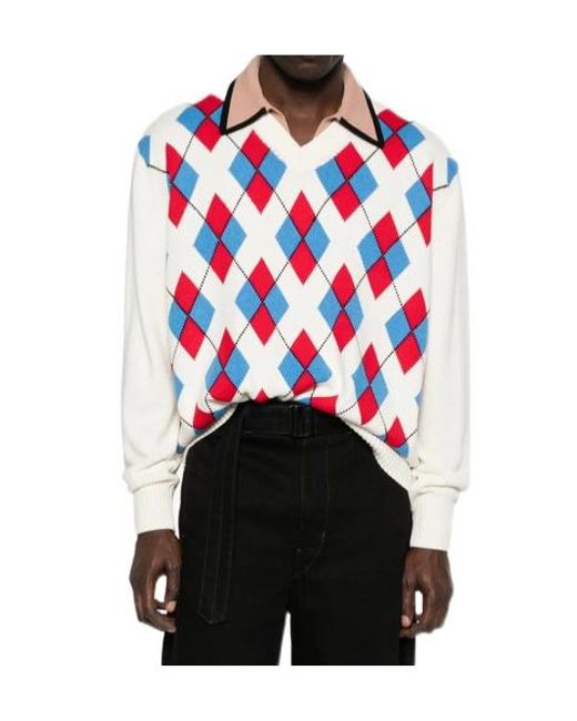 Dries Van Noten Red Long-Sleeved Pullover for men