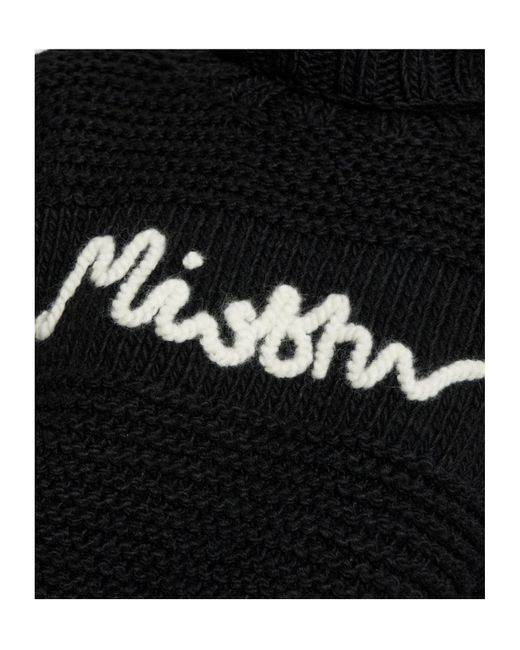 M I S B H V Black Roll-Neck Logo-Detail Sweater