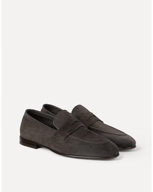 Brunello Cucinelli Brown Slip-On Penny Loafers for men